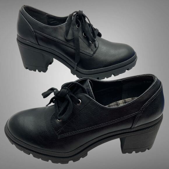 Jellypop Los Angeles RUS Lace Up Chunky Heel Pumps Heels Women's Size 7.5 Black - Picture 1 of 10